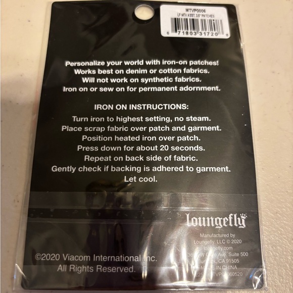 Loungefly Black Iron-On Patch - Picture 2 of 3